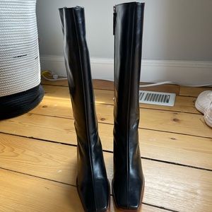 Alohas tall black square toe boot NEVER WORN